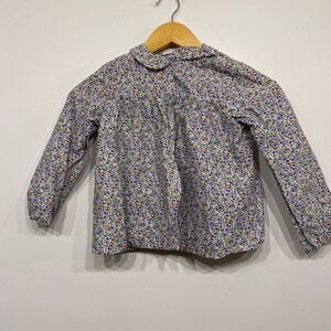 Monoprix Girls Floral Peter Pan Collar Button Front Blouse Multi Color Size 6